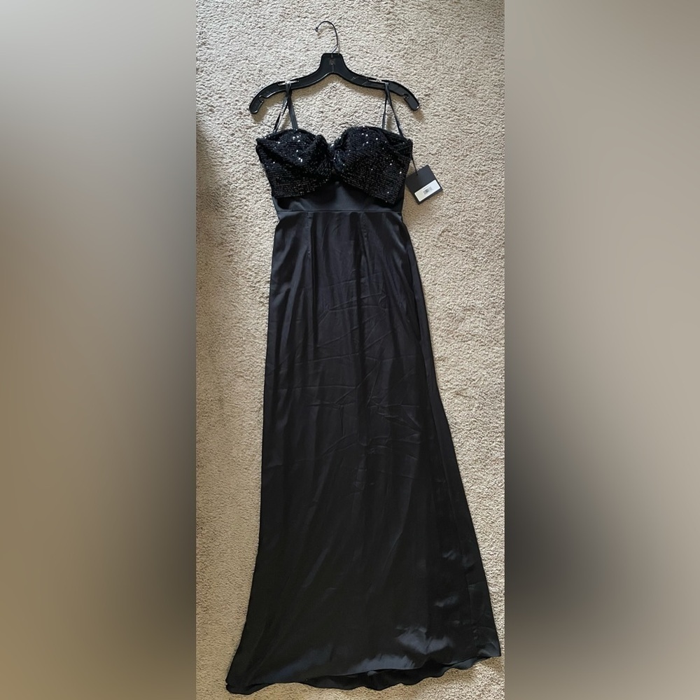 Ieena for Mac Duggal Sequin Bow Strapless Evening Gown. NWT!